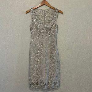 BCBG Maxazria silver lace dress